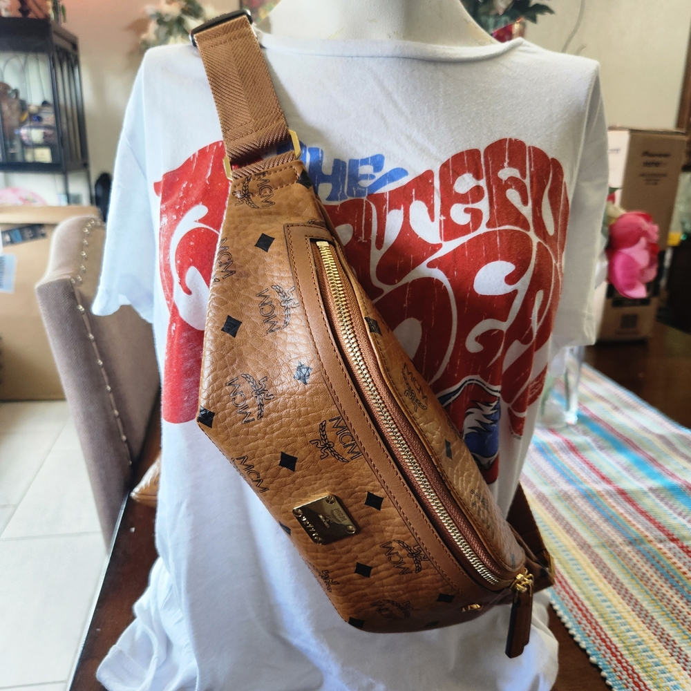 MCM Brown Belt Bag with Vintage-Inspired Design